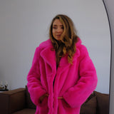 Luinluland X M&A Artificial Fur Coat in Neon Pink