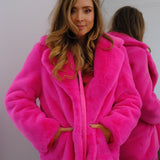 Luinluland X M&A Artificial Fur Coat in Neon Pink
