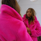 Luinluland X M&A Artificial Fur Coat in Neon Pink