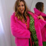 Luinluland X M&A Artificial Fur Coat in Neon Pink
