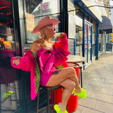 Luinluland X M&A Artificial Fur Coat in Neon Pink