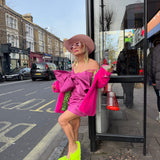 Luinluland X M&A Artificial Fur Coat in Neon Pink