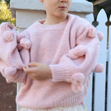 Masie Pom Pom Jumper For Girls in Dusty Pink
