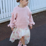 Masie Pom Pom Jumper For Girls in Dusty Pink