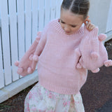 Masie Pom Pom Jumper For Girls in Dusty Pink