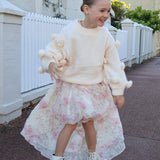 Masie Girls Pom Pom Sweater in Vanilla