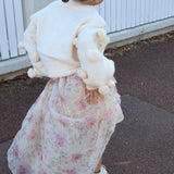 Masie Girls Pom Pom Sweater in Vanilla