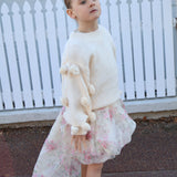 Masie Girls Pom Pom Sweater in Vanilla