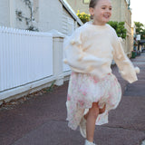 Masie Girls Pom Pom Sweater in Vanilla
