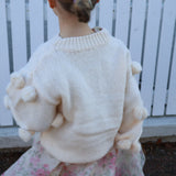 Masie Girls Pom Pom Sweater in Vanilla