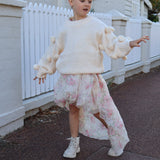 Masie Girls Pom Pom Sweater in Vanilla