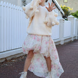 Masie Girls Pom Pom Sweater in Vanilla
