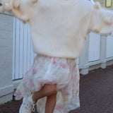 Masie Girls Pom Pom Sweater in Vanilla