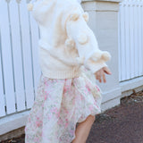 Masie Girls Pom Pom Sweater in Vanilla