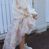 Masie Girls Pom Pom Sweater in Vanilla
