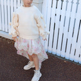 Masie Girls Pom Pom Sweater in Vanilla
