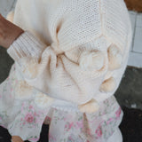 Masie Girls Pom Pom Sweater in Vanilla