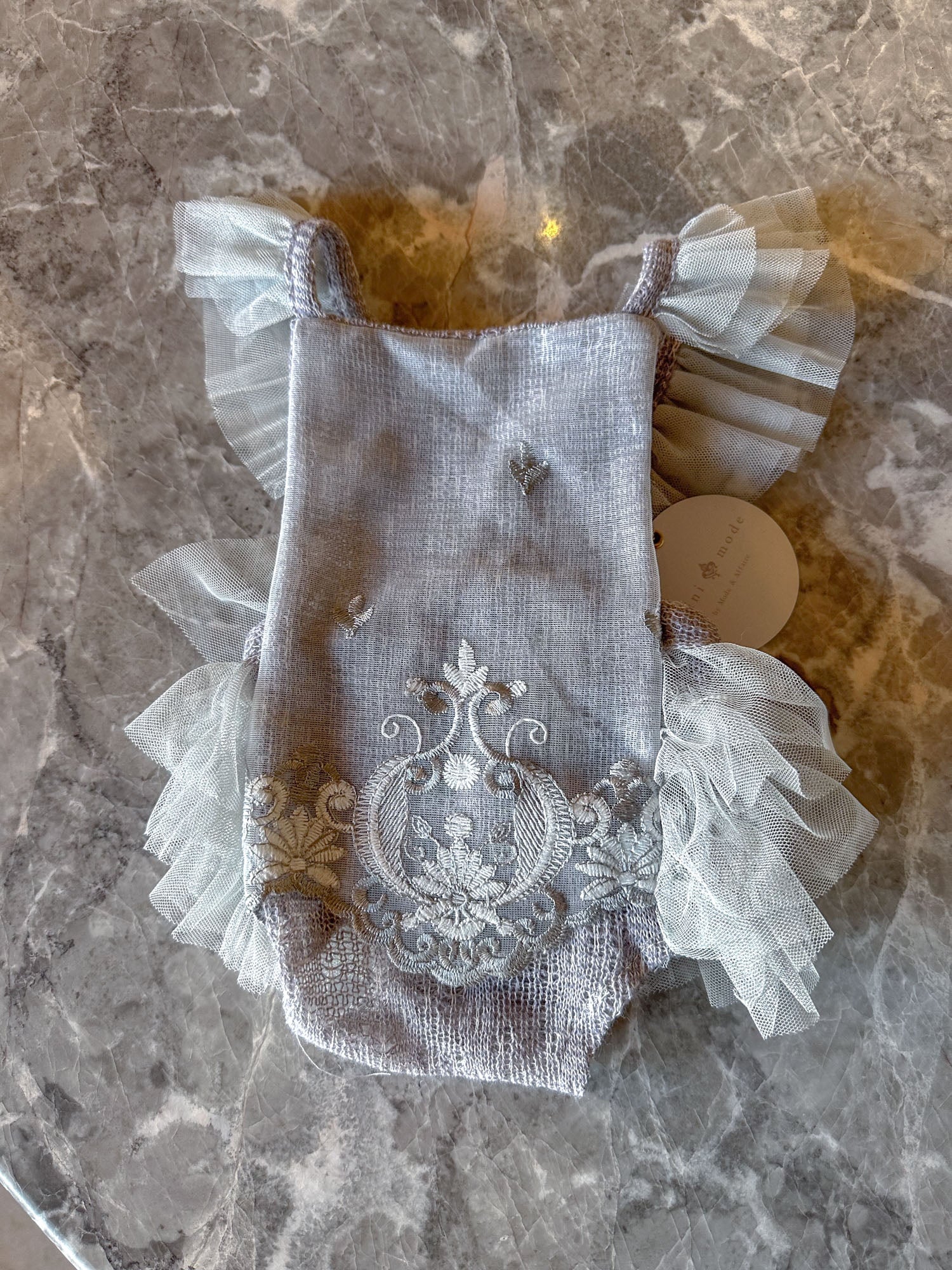 Ellie Newborn Romper & Bonnet in Dove - Mode & Affaire