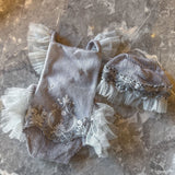 Ellie Newborn Romper & Bonnet in Dove - Mode & Affaire
