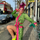 Into The Wild Robe Satin Robe in Neon Leopard