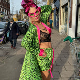 Into The Wild Robe Satin Robe in Neon Leopard