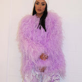 Valerie Lilac Feather Coat