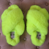 Lexi Fluffy Slippers in Neon