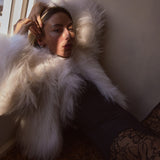 Elodie Cropped Fur Jacket in Snow