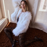 Elodie Cropped Fur Jacket in Snow