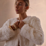 Laci White Fur Jacket in Snow