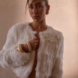 Laci White Fur Jacket in Snow