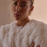Laci White Fur Jacket in Snow