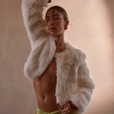 Laci White Fur Jacket in Snow
