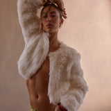 Laci White Fur Jacket in Snow