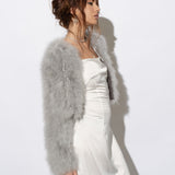 Valentina Feather Jacket Silver