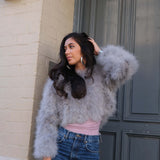 Valentina Feather Jacket Silver