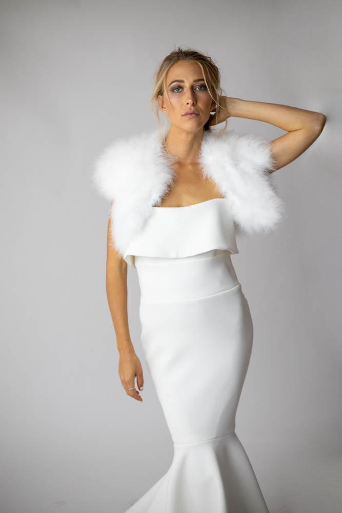 Plume Bridesmaid Bolero in Snow - Mode & Affaire