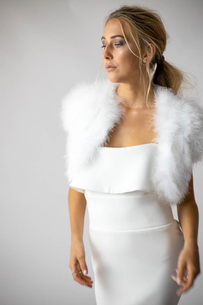 Plume Bridesmaid Bolero in Snow - Mode & Affaire