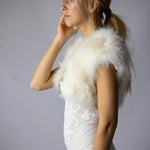 Plume Champagne Feather Bolero - Mode & Affaire