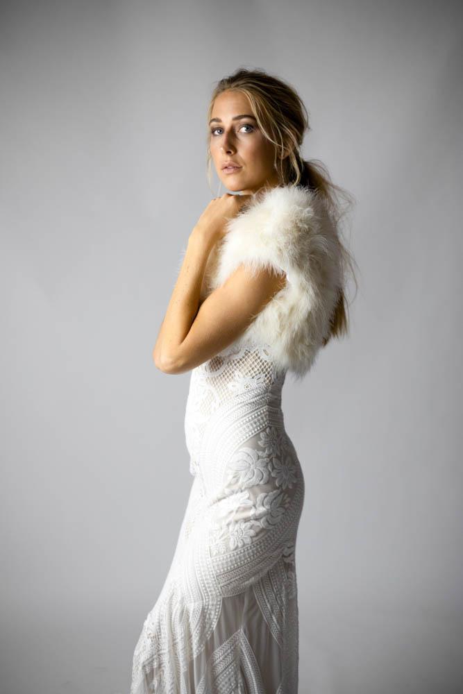 Plume Champagne Feather Bolero - Mode & Affaire