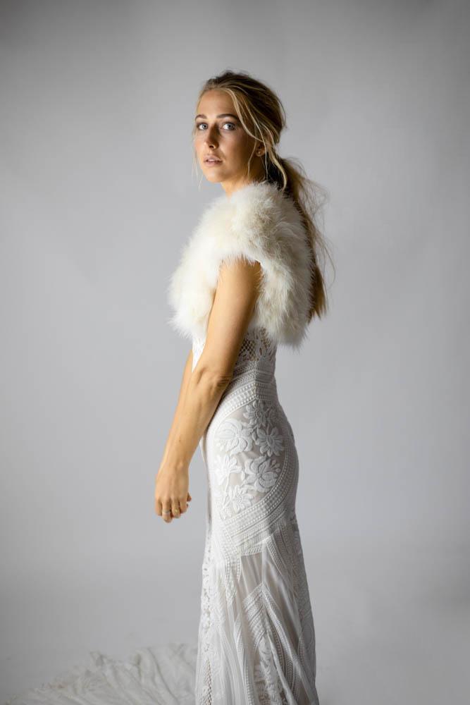 Plume Champagne Feather Bolero - Mode & Affaire