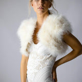 Plume Champagne Feather Bolero - Mode & Affaire