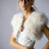 Plume Champagne Feather Bolero - Mode & Affaire