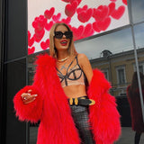 One More Dance Fluffy Jacket in Maraschino - Mode & Affaire