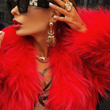 One More Dance Fluffy Jacket in Maraschino - Mode & Affaire
