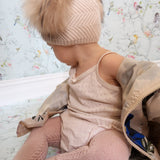 Baby Beanie Double Pom in Oatmeal - Mode & Affaire