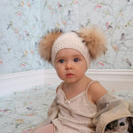 Baby Beanie Double Pom in Oatmeal - Mode & Affaire