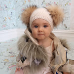 Baby Beanie Double Pom in Oatmeal - Mode & Affaire