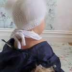 Angora Baby Beanie with Double Fur Pom in Snowflake - Mode & Affaire
