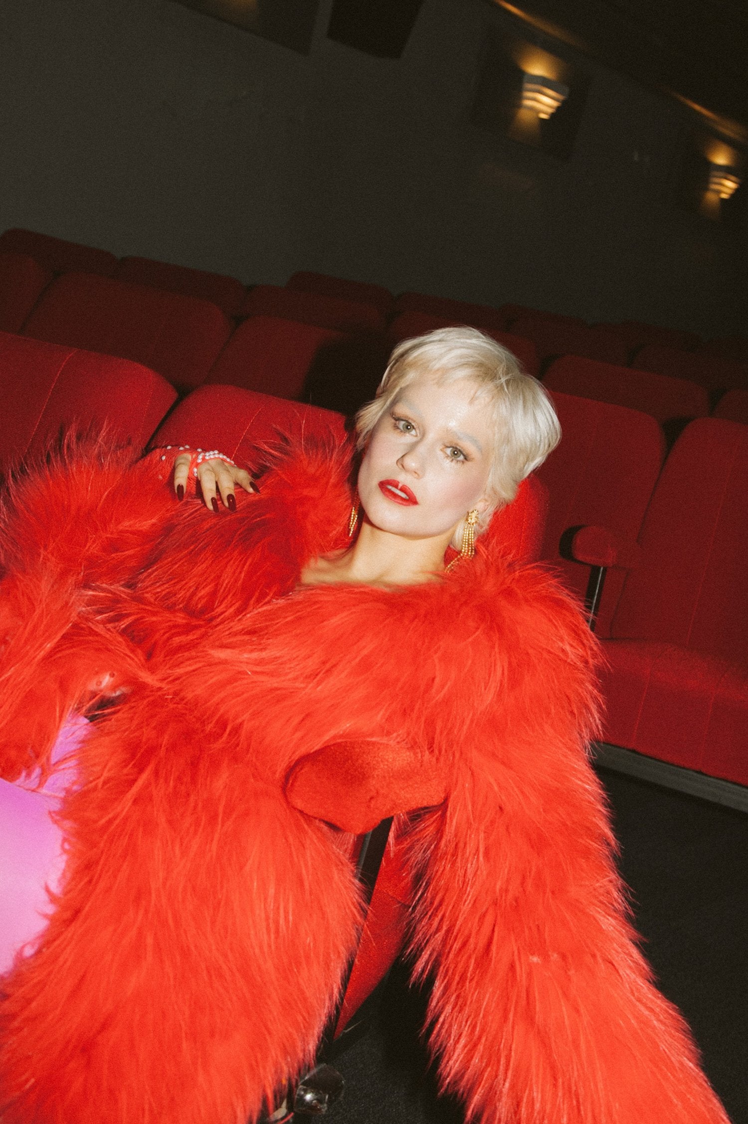 One More Dance Fluffy Jacket in Maraschino - Mode & Affaire
